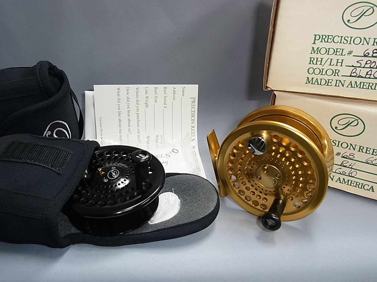 Precision Reels #68 Gold + Spare Spool Black New Precision Reels #68 Gold + Spare Spool Black New